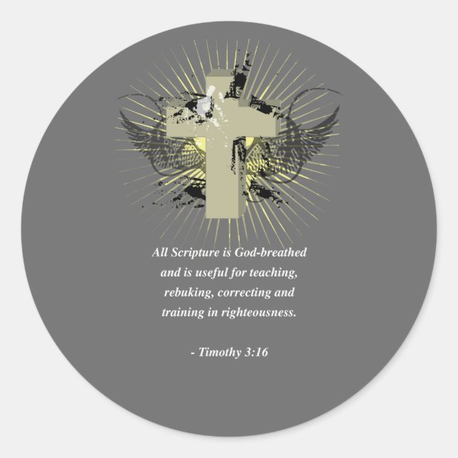 Sticker Rond TIMOTHY 3:16 Verse de la Bible (Devant)