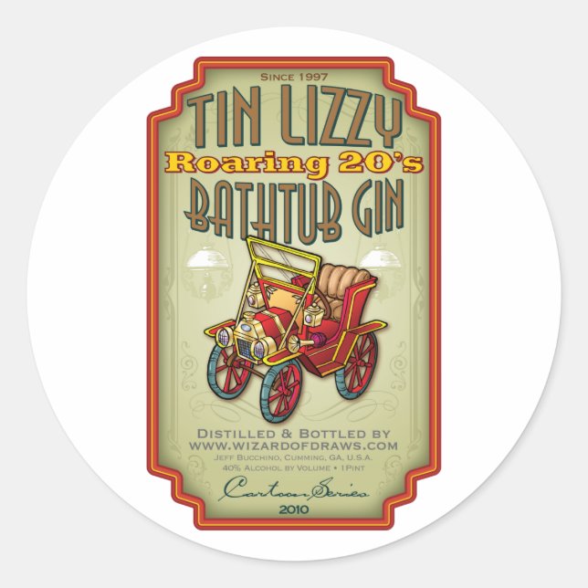 Sticker Rond Tin Lizzy Baignoire Gin (Devant)