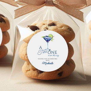 Sticker Rond Tini Un Sur Le Chemin Aquarelle Baby shower Martin