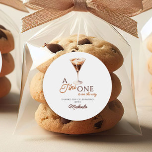 Sticker Rond Tini Un Sur Le Chemin Aquarelle Baby shower Martin