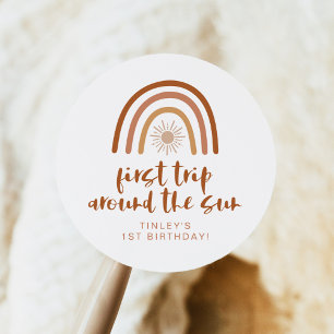 Sticker Rond TINLEY Boho Terracotta arc-en-ciel soleil premier