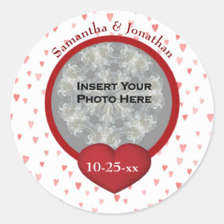 Sticker Rond Tiny Hearts Mariage Photo personnalisée