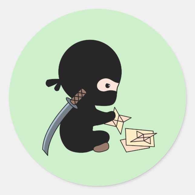 Sticker Rond Tiny Ninja Fabriquant de l'Origami Papier Jetant É (Devant)