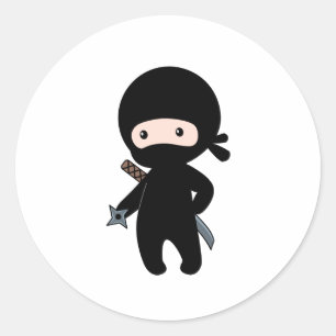 Sticker Rond Tiny Ninja tenant la star du lanceur