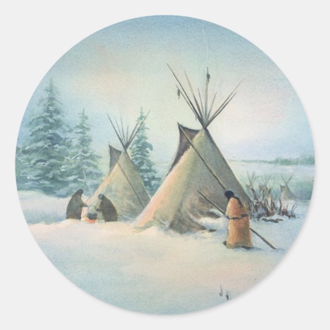 Sticker Rond TIPI CAMP SQUAW par SHARON SHARPE (Devant)