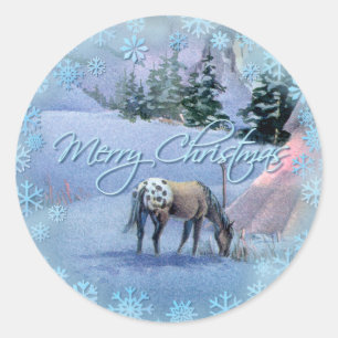 Sticker Rond TIPI HIVER APPALOOSA & FLAKES DE NEIGEpar SHARON S