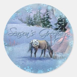 Sticker Rond TIPI WINTER APPALOOSA & SNOWFLAKES par SHARON SHAR