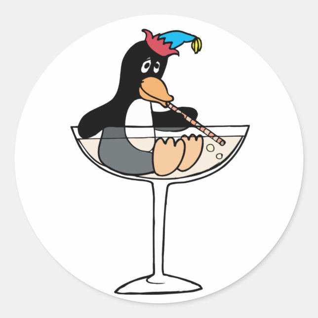 Sticker Rond Tipsy Penguin (Devant)