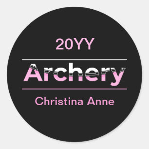 Sticker Rond Tir à l'arc Art moderne minimaliste - Arche rose