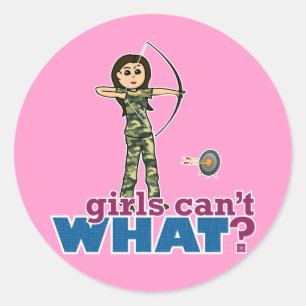 Sticker Rond Tir à l'arc au Camouflage - Fille légère