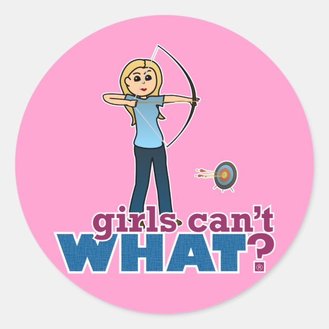 Sticker Rond Tir à l'arc en bleu - Blonde (Devant)