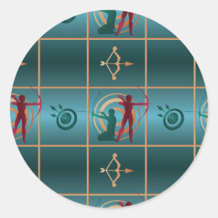 Sticker Rond Tir à l'arc et flèche - Motif vert