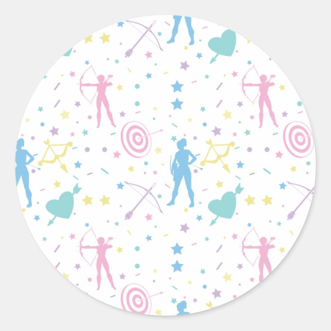 Sticker Rond Tir à l'arc féminin - Archer Bow Arrow (Devant)