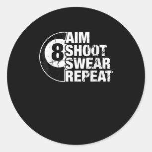 Sticker Rond tir à l'objectif - jurer répéter 8 billards de 