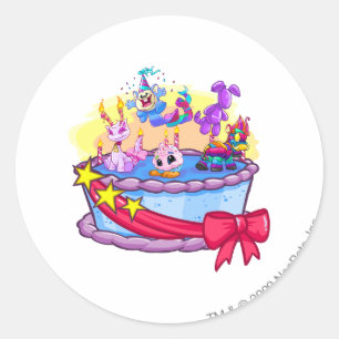 Sticker Rond Tir de groupe de gâteau d'anniversaire