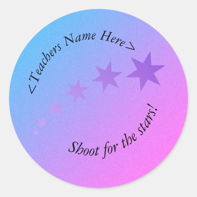 Sticker Rond Tirez pour les étoiles rose violet et bleu! (Devant)
