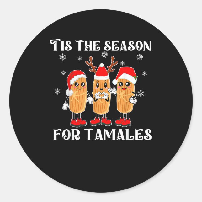 Sticker Rond Tis Season For Tamales Mexican Christmas Modern (Devant)