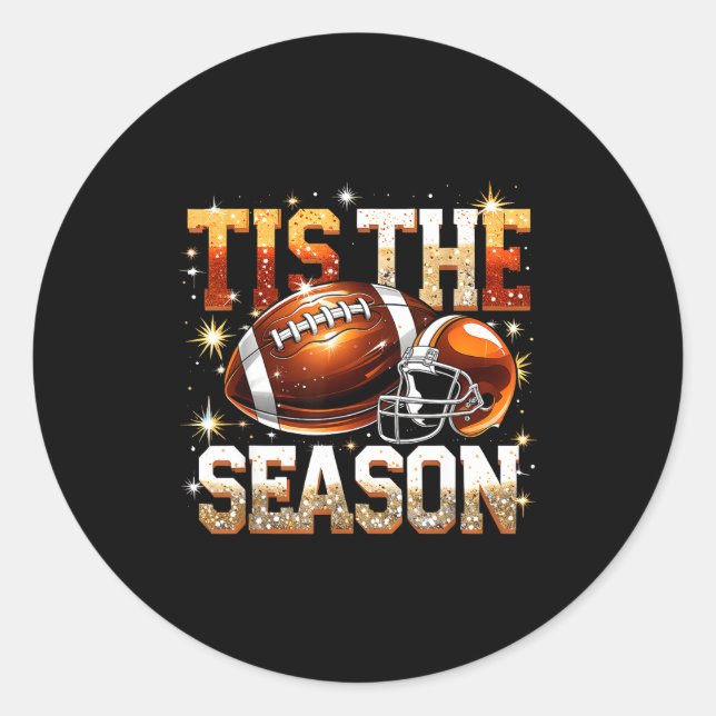 Sticker Rond Tis The Season Football Lovers Helmet Srts Fan Gif (Devant)