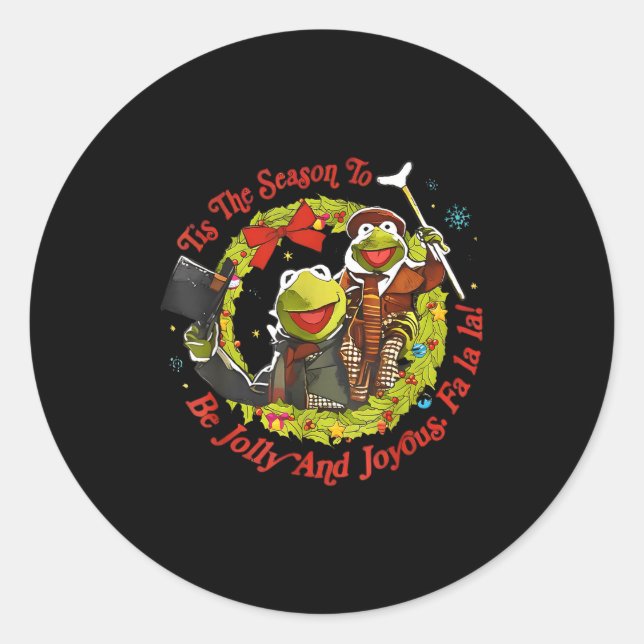 Sticker Rond Tis The Season To Be Jolly And Joyous Christmas  (Devant)