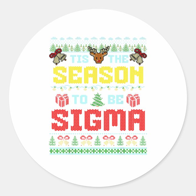 Sticker Rond Tis The Season To Be Sigma Christmas Brainrot Iron (Devant)