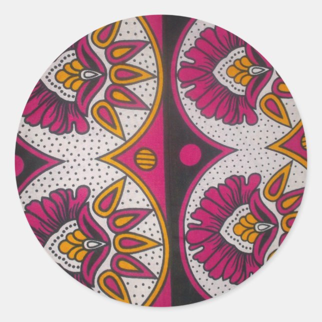 Sticker Rond Tissu africain coloré Motif Art Print (Devant)