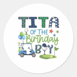 Sticker Rond Tita du garçon d'anniversaire trou en un de golf S