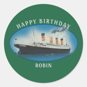 Sticker Rond Titanic Birthday Green RMS White Star Line Ship