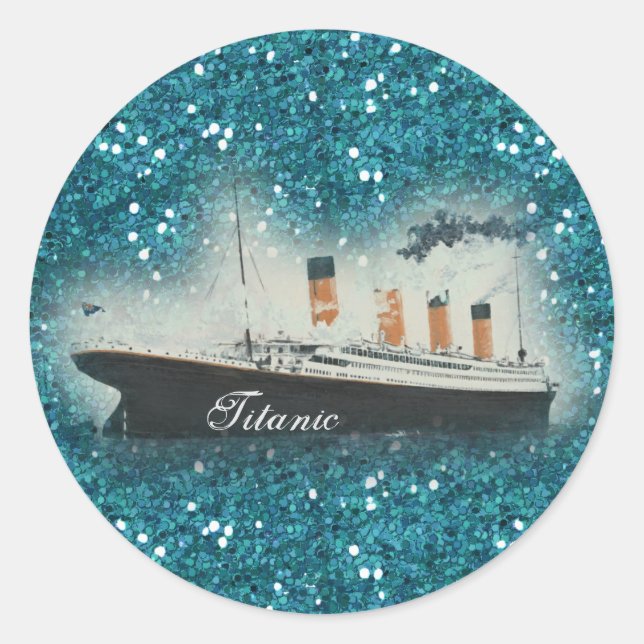 Sticker Rond Titanic Sapphire Parties scintillant White Star Li (Devant)