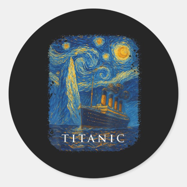 Sticker Rond Titanic Van Gogh Nuit étoilée (Devant)