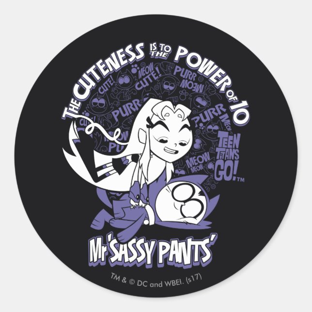 Sticker Rond Titans Ados, allez ! | Starfire & Mr Sassy Pants (Devant)