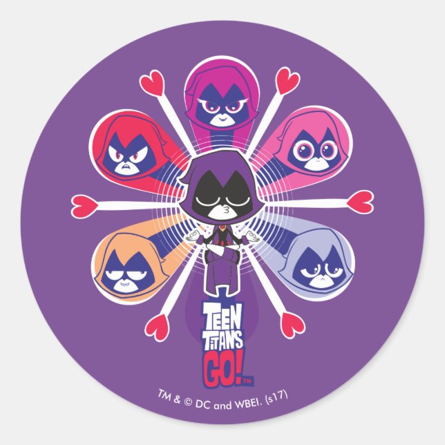 Sticker Rond Titans Ados, partez ! | Emoticlones de Raven (Devant)