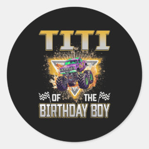 Sticker Rond Titi De L'Anniversaire Boy Monster Camion Annivers