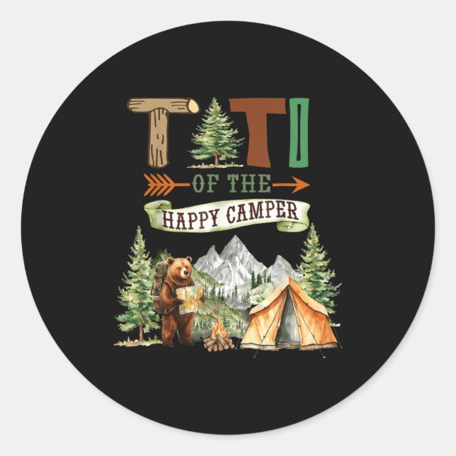 Sticker Rond Titi du joyeux campeur premier anniversaire campin (Devant)