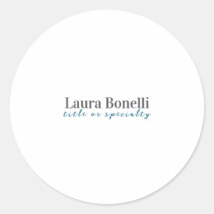Sticker Rond Titre de nom simple moderne minimaliste profession