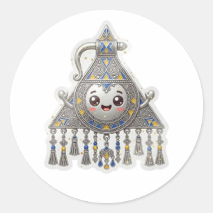 Sticker Rond Tizer marocaine amazighe Kawaii - Tizer traditionn