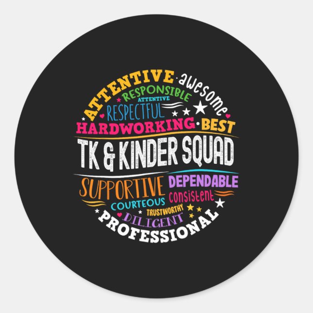 Sticker Rond Tk Et Kinder Squad Transitoire Enseignement De Mat (Devant)