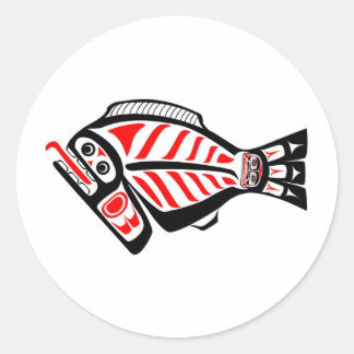 Sticker Rond Tlingit Halibut