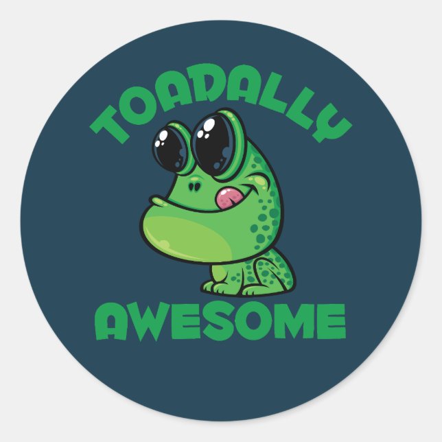 Sticker Rond Toad de Cartoon Joyeux (Devant)