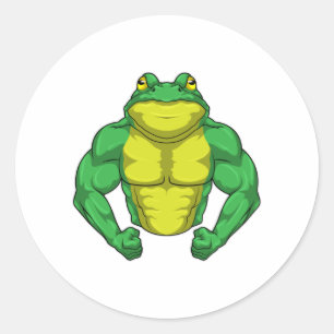 Sticker Rond Toad en Bodybuilder avec de grands Muscles