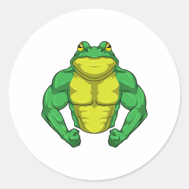 Sticker Rond Toad en Bodybuilder avec de grands Muscles (Devant)