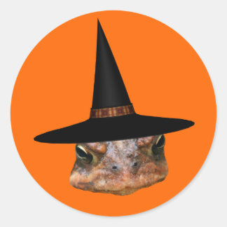 Sticker Rond Toad Face Sorcière Casquette Halloween drôle