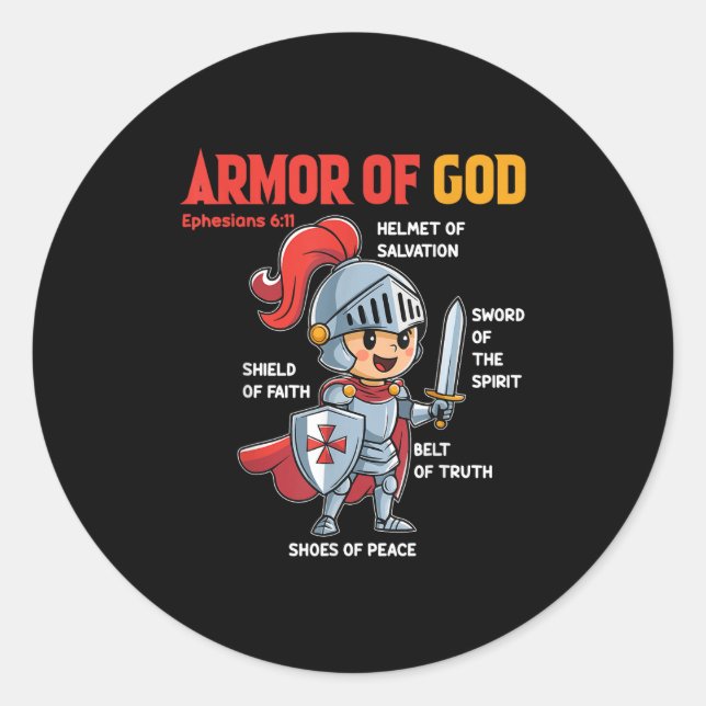 Sticker Rond Toddler Boy Armor Of God Brother Son Men Kid Chris (Devant)
