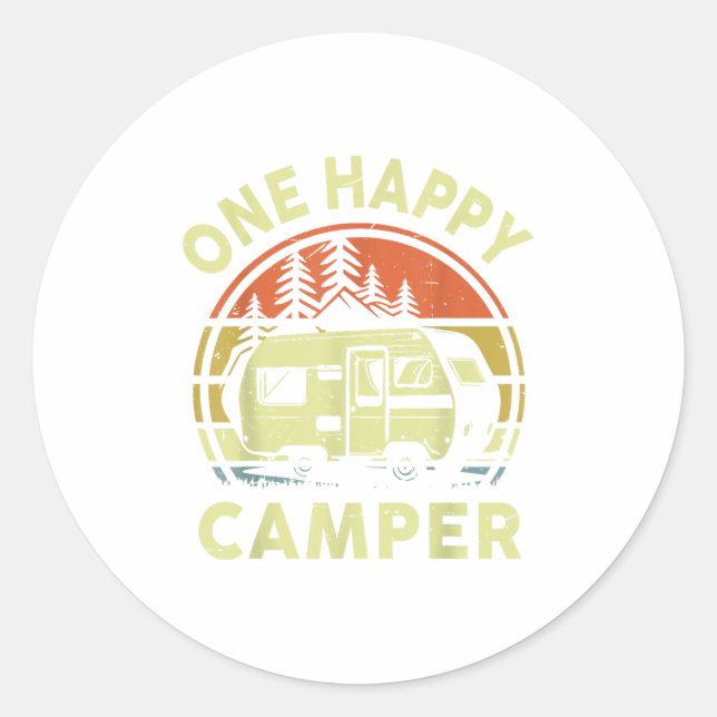 Sticker Rond Toddler One Happy Camper Maman Papa Drôle Camping  (Devant)