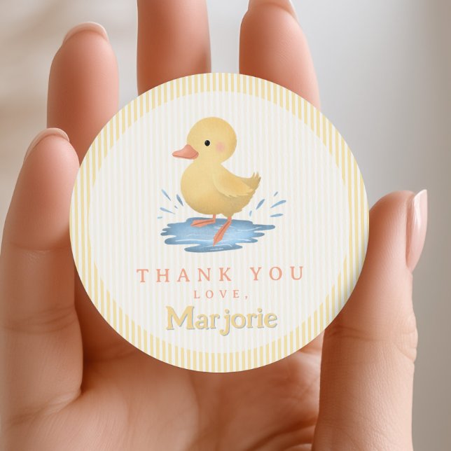 Sticker Rond Toddlers Cute Pastel Farm Duck Birthday Favor (Créateur téléchargé)