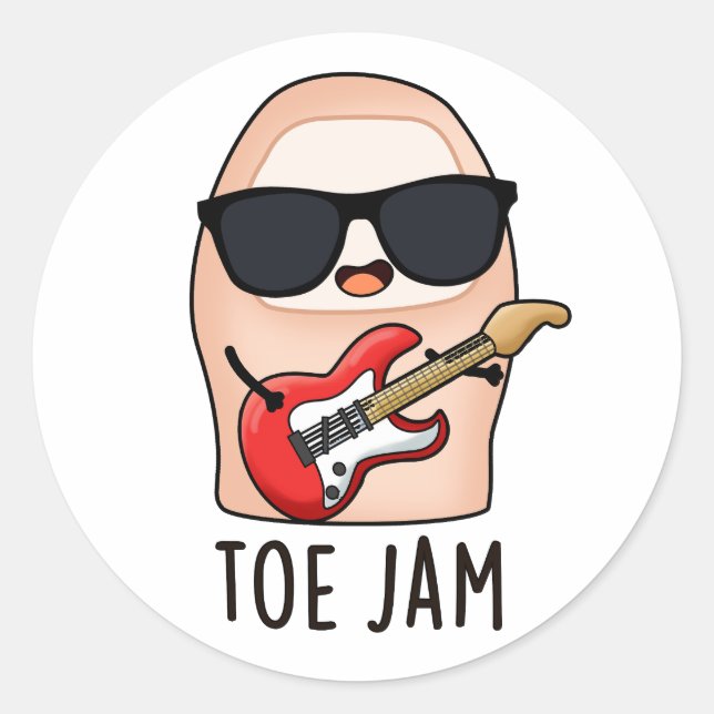 Sticker Rond Toe Jam Funny Big Toe Music Pun (Devant)