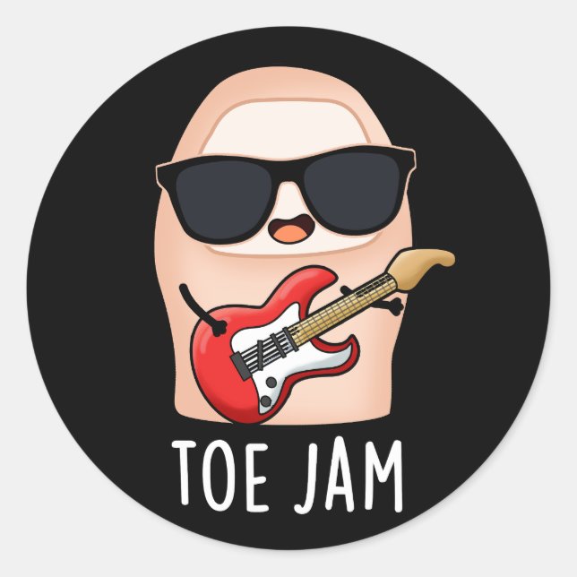 Sticker Rond Toe Jam Funny Big Toe Music Pun Dark BG (Devant)