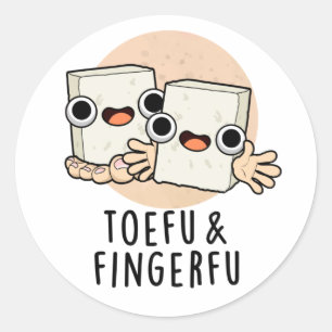 Sticker Rond Toefu Fingerfu Amusant Nourriture Pun de tofu