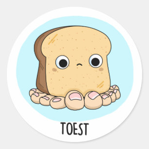 Sticker Rond Toest Drôle Toest Toast Avec Jeu D'Orteils