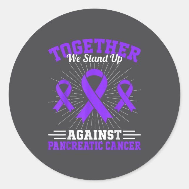 Sticker Rond Together We Stand Up Against Pancreatic Cancer Mot (Devant)