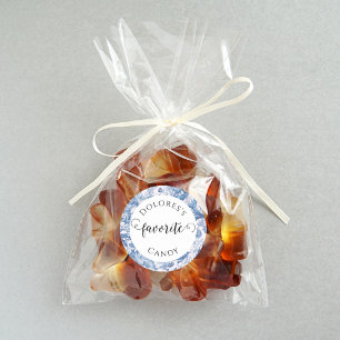 Sticker Rond Toile Bleu Français Personnalisé Bonbon Favori